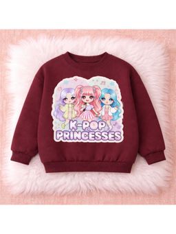 Googo Gaaga - Maroon Cotton Full Sleeves Sweatshirt