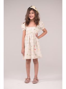 Urban buds - White Cotton Half Sleeves Dress
