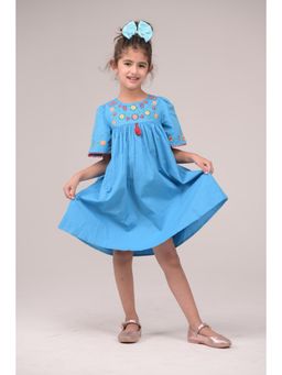 Urban buds - Blue Cotton Half Sleeves Dress