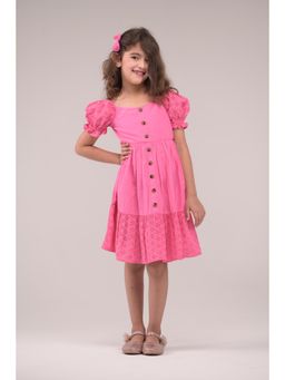 Urban buds - Pink Cotton Half Sleeves Dress