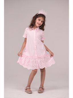 Urban buds - Pink Cotton Half Sleeves Dress