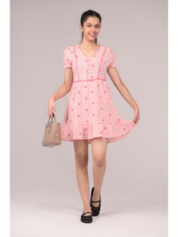 Urban buds - Pink Cotton Half Sleeves Dress