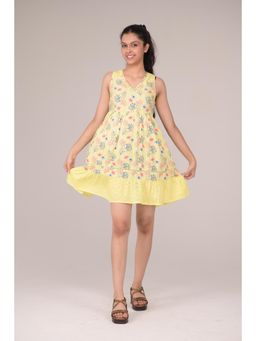 Urban buds - Yellow Viscose Rayon Sleeveless Dress