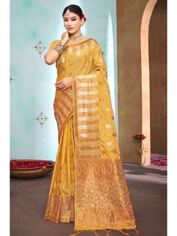 EXCLUSIVA - Yellow Banarasi Saree with Unstitched Blouse