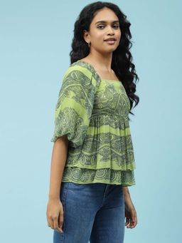 Label Ritu Kumar - Green Printed Top