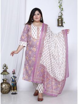 Swasti - Purple Women Plus Size Kurta with Pant and Dupatta