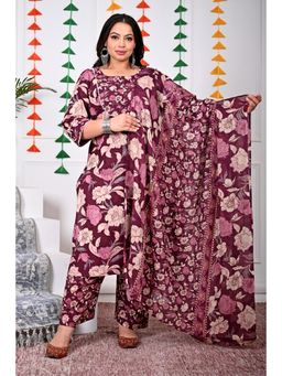Swasti - Purple Women Plus Size Kurta with Pant and Dupatta