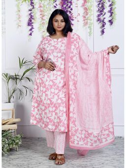 Swasti - Pink Women Plus Size Kurta with Pant and Dupatta