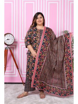 Swasti - Black Women Plus Size Kurta with Pant and Dupatta