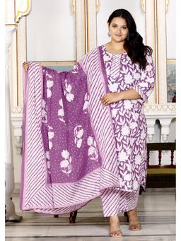Swasti - Purple Women Plus Size Kurta with Pant and Dupatta