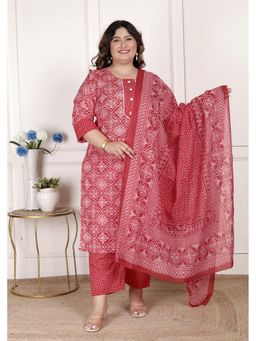 Swasti - Red Women Plus Size Kurta with Pant and Dupatta