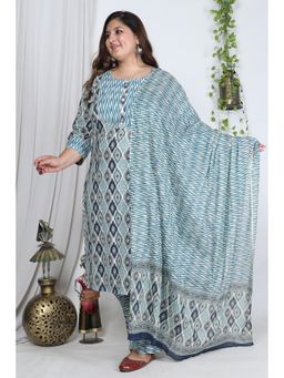 Swasti - Blue Women Plus Size Kurta with Pant and Dupatta