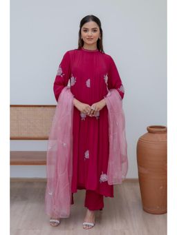 MINSH - Pink Valentine Anarkali with Pant and Dupatta