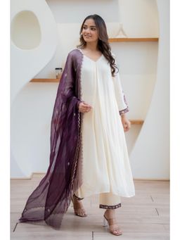 MINSH - Cream Harmony Anarkali with Pant and Dupatta
