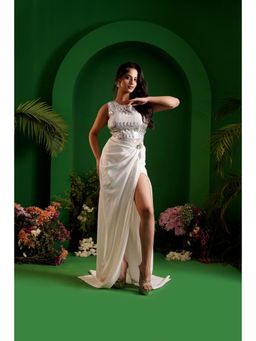 Ritivesh - White Zaira Crop Top with Skirt