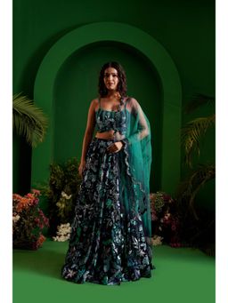 Ritivesh - Teal Rayana Lehenga with Blouse and Dupatta