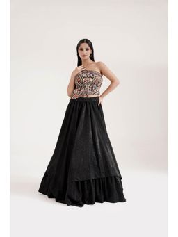 Ritivesh - Black Amaya Crop Top with Skirt