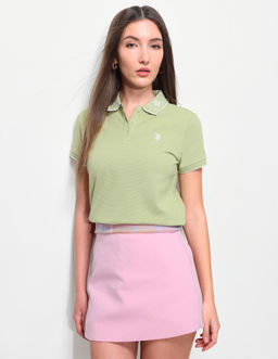 U.S. POLO ASSN. - Green Textured Regular Fit Polo T-Shirt