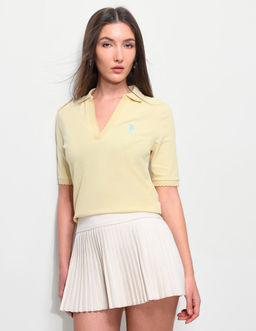 U.S. POLO ASSN. - Yellow Solid Regular Fit Polo T-Shirt