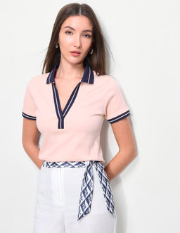 U.S. POLO ASSN. - Pink Solid Regular Fit Polo T-Shirt