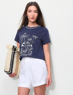 U.S. POLO ASSN. - Blue Digital Graphic Printed Regular Fit T-Shirt