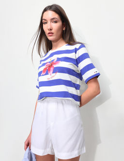 U.S. POLO ASSN. - Blue Horizontal Striped Relaxed Fit T-Shirt