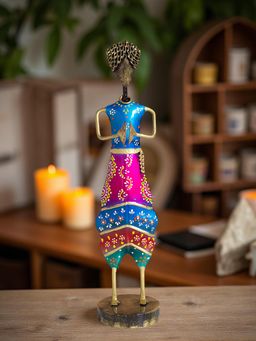 Golden Peacock - Blue Pink Musician Figurine Showpiece