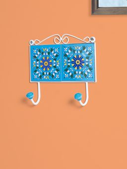 Golden Peacock - 2 Hooks Traditional Pottery Art Handcrafted Ceramic Wall Hooks