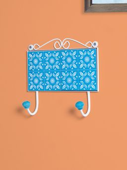 Golden Peacock - 2 Hooks Traditional Pottery Art Handcrafted Ceramic Wall Hooks