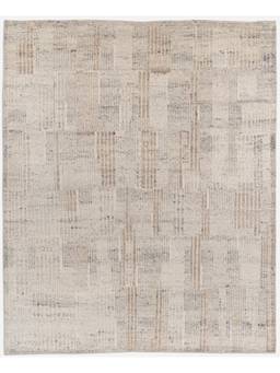 Neu Looms - Neu Loom Hand-Knotted Modern Rug for Living Room, Bedroom| 8'x10' l Silver-Beige