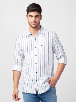 Spykar - White Full Sleeves Shirt For Men