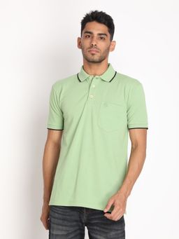 CHKOKKO - Mens Cotton Regular Fit Green T-shirt