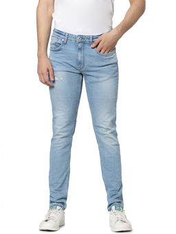 Jack & Jones - Light Blue Low Rise Glenn Distressed Slim Fit Jeans (30-30)
