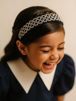 Choko - Beaded Rhinestone Hairband for Girls – Navy Blue Festive & Wedding Look
