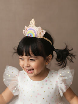 Choko - Sparkling Rainbow Birthday Crown Hair Band - Pink