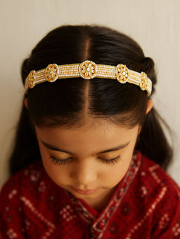 Choko - Crystal Pearl Hairband for Girls - Classic White