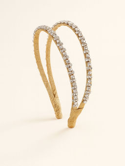 Choko - Double Rhinestone Row Hairband for Girls - White