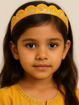 Choko - Girls Yellow Sequins & Floral Scallop Border Embroidered Hair Band