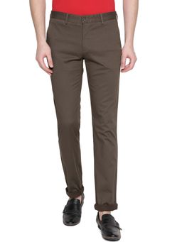 Greenfibre - Jadeblue Mens Rust Cotton Super Slim Fit Solid Casual Trouser