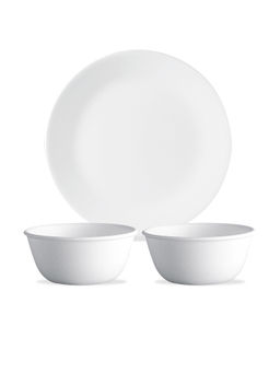 Corelle - Livingware Winter Frost White 26cm Dinner Plate (1Pc) & 177ml Katori (2Pcs) Pack of 3
