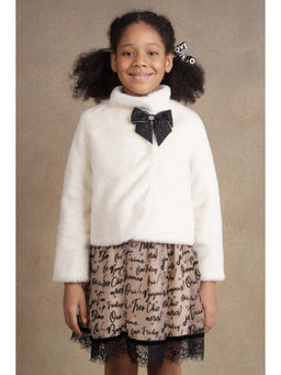 One Friday - Girls Off White Solid Jacket