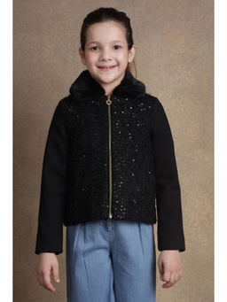 One Friday - Girls Black Sequins Jacket