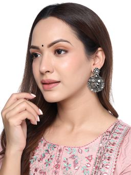 Yellow Chimes - Women Silver-Toned Contemporary Drop Earrings