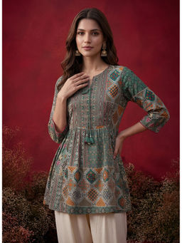 Lakshita - Green Printed Cotton Tunic