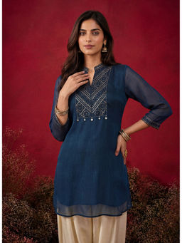 Lakshita - Dark Teal Resham Plus Size Tunic