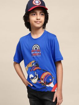 Kidsville - Kids Boys Captain America Blue Printed T-Shirt