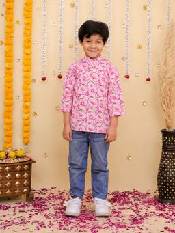 BownBee - Pink Floral Cotton Kurta