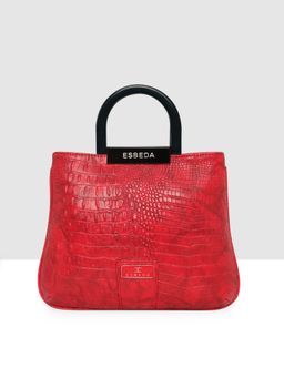 ESBEDA - Red Color Croco Textured Top Handle Handbag For Women