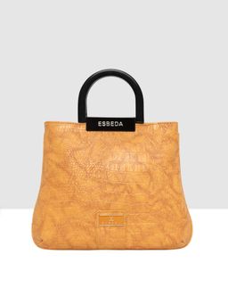 ESBEDA - Camel Color Croco Textured Top Handle Handbag For Women