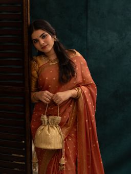 AMYRA - Yari Embroidered Base Potli Bag - Gold